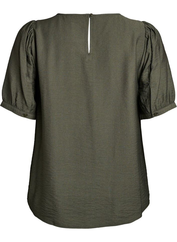 Viscose blouse met 1/2 mouwen, Groen, Packshot image number 1