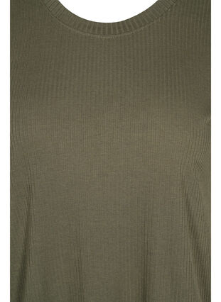 T-shirt met korte mouwen in ribstof, Dusty Olive, Packshot image number 2