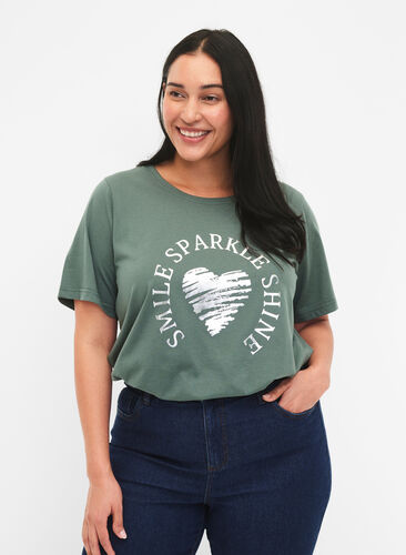 FLASH – T-shirt imprimé, Balsam Green, Model image number 0