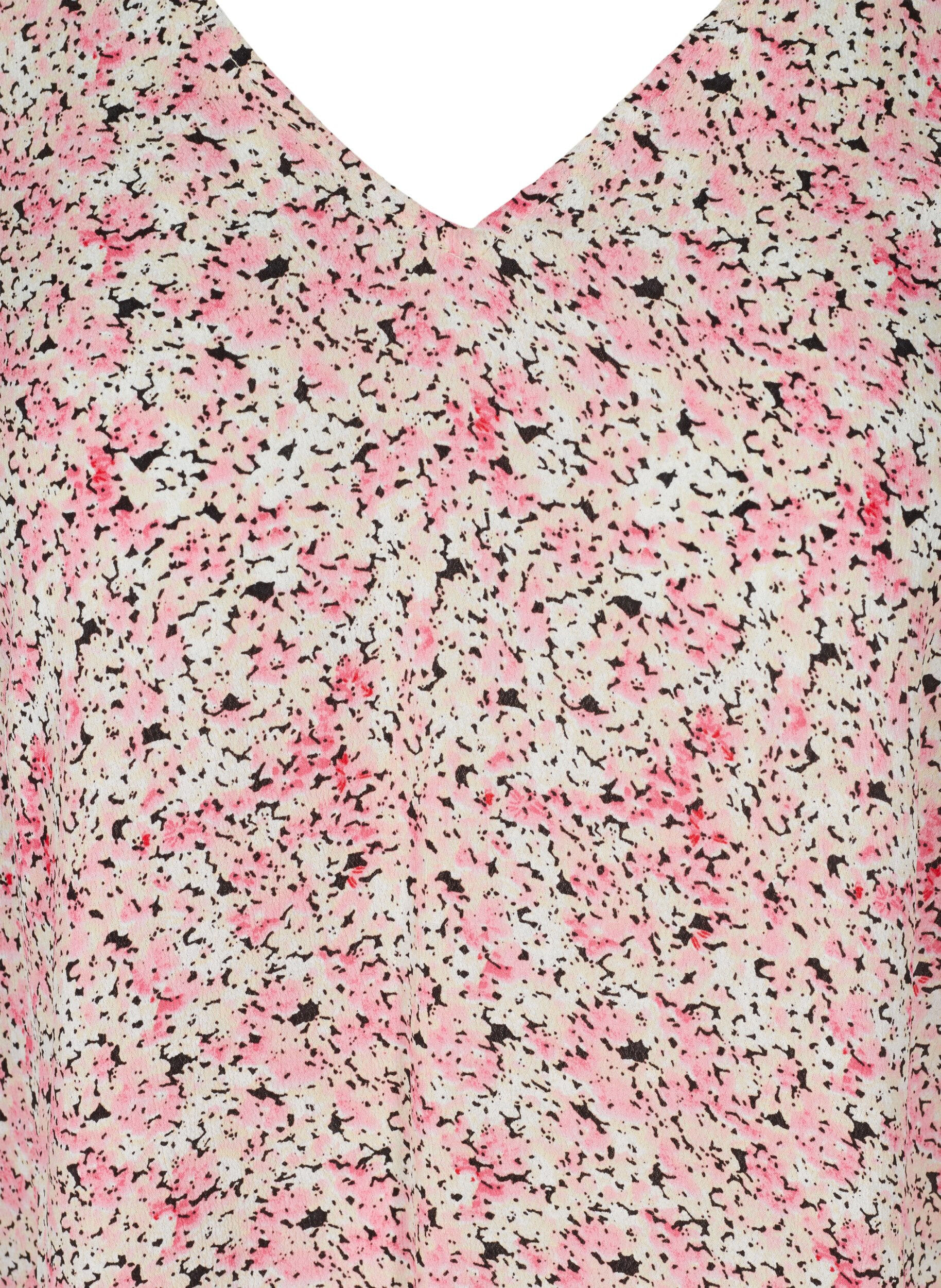 ZizziTuniek van viscose met print en korte mouwen, Pink Ditsy AOP, Packshot image number 2