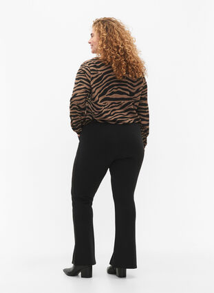 Pantalons évasés avec des fentes devant, Black, Model image number 1