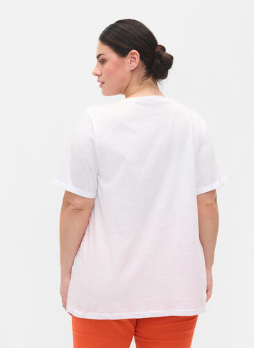 T-shirt en coton à manches courtes, Bright White, Model image number 1