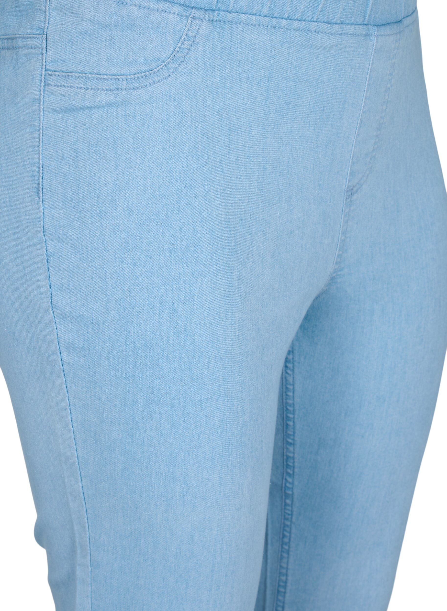 ZizziDriekwart broek in katoenmix, Light blue denim, Packshot image number 2