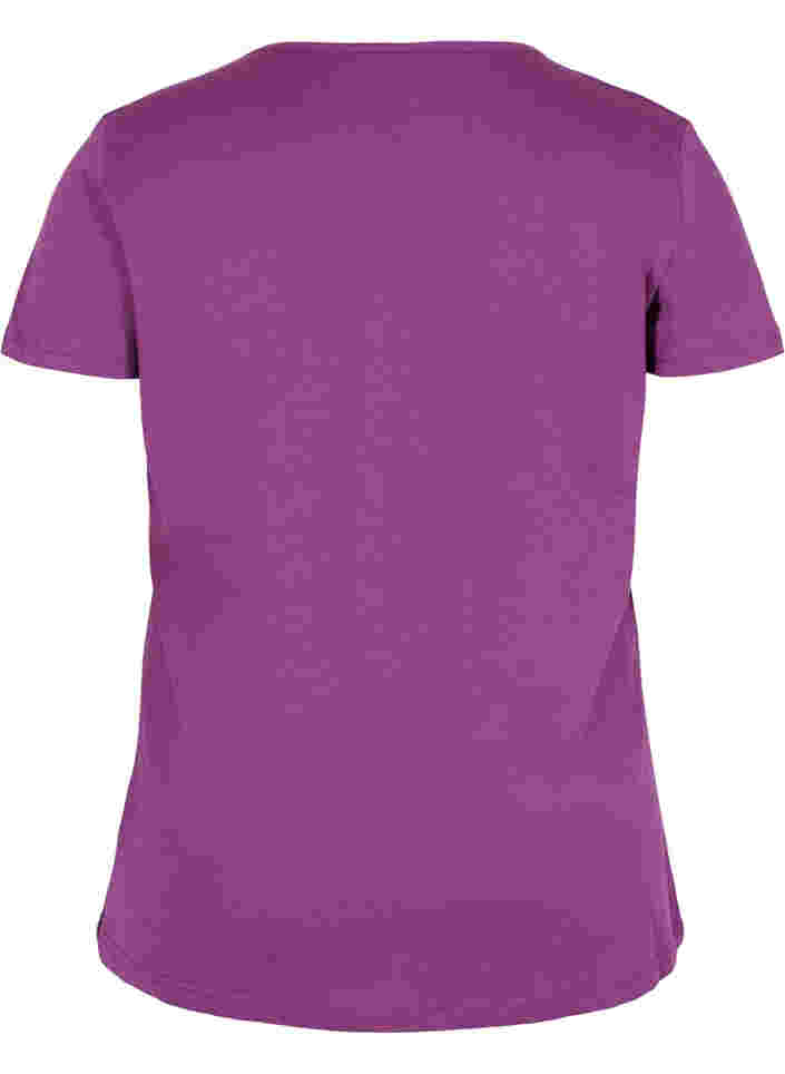 T-shirt à manches courtes avec col en V et résille, Gloxinia, Packshot image number 1