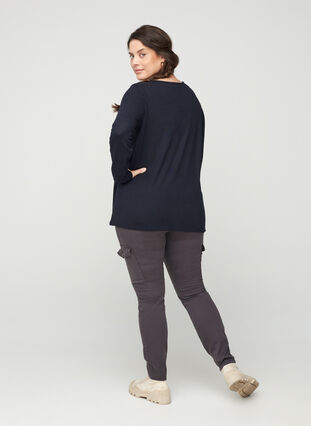 Pantalon moulant avec poches, Grey, Model image number 1