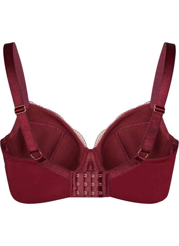 Soutien-gorge rembourr&eacute; &agrave; armatures avec dentelle et dos en U, Bordeaux, Packshot image number 1
