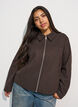Korte jas met overhemdkraag en ritssluiting, Bruin, Model image number 0
