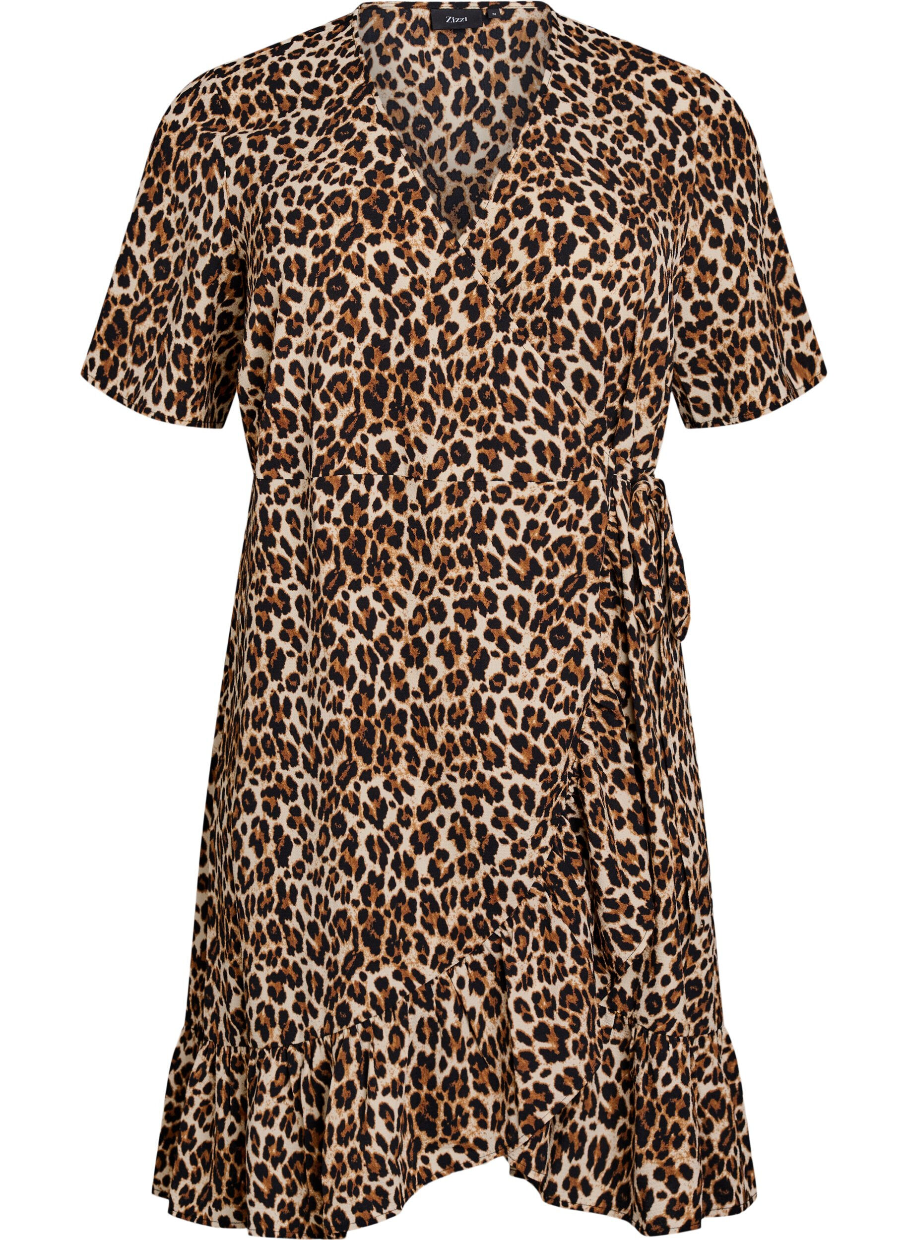 Robe portefeuille imprim&eacute;e &agrave; manches courtes