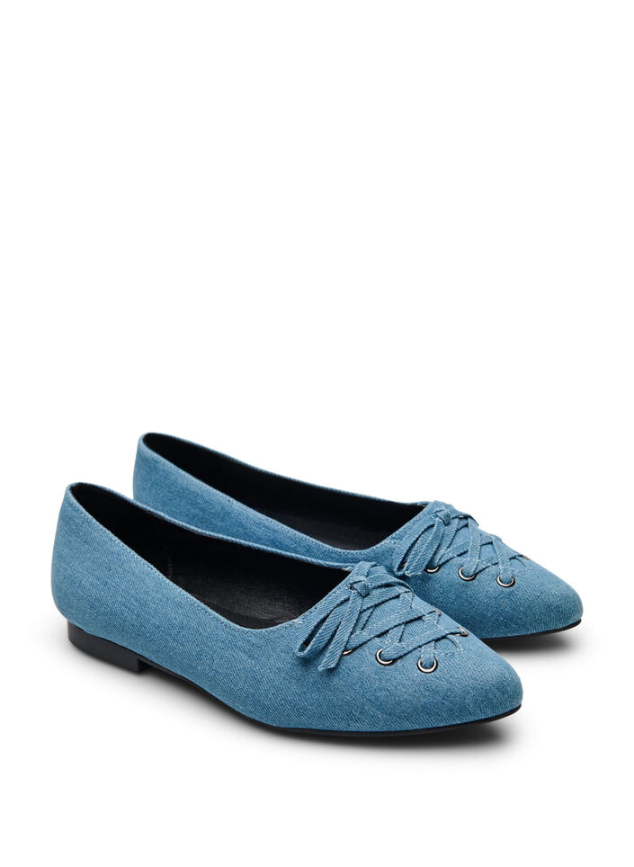 Ballerine &agrave; lacets, Bleu, Packshot image number 1