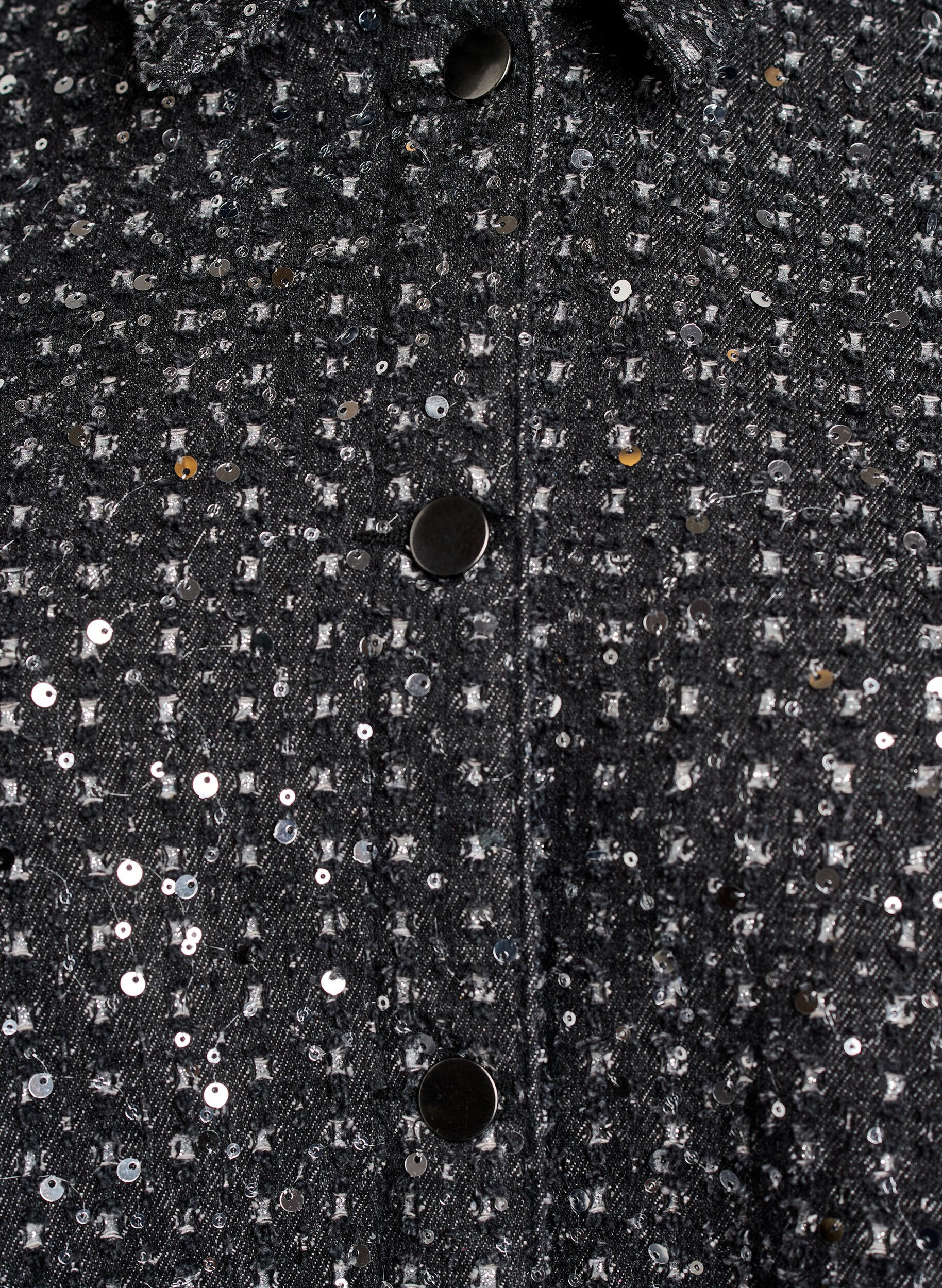 ZizziRobe en denim avec sequins et manches 3/4, Noir, Packshot image number 2