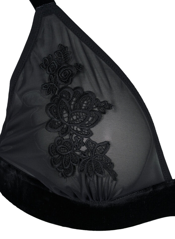 Mesh bh met velours en kant, Black, Packshot image number 2
