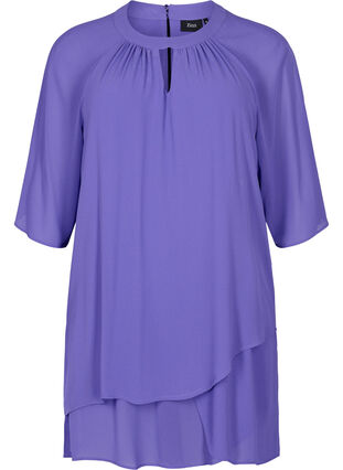 Chiffon blouse met 3/4 mouwen, Purple Corallites, Packshot image number 0