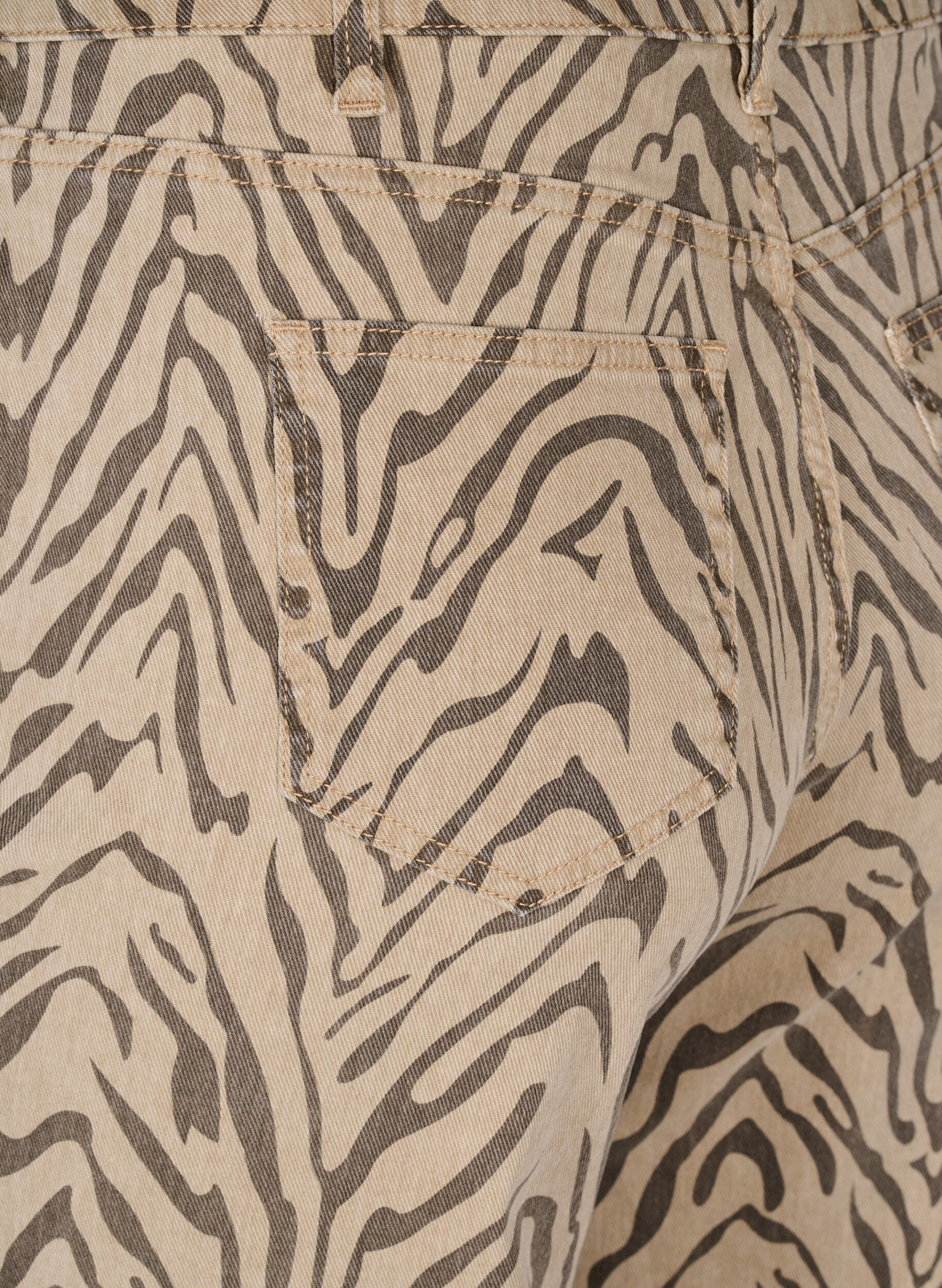 ZizziStraight-fit jeans met zebraprint, Bruin, Packshot image number 3