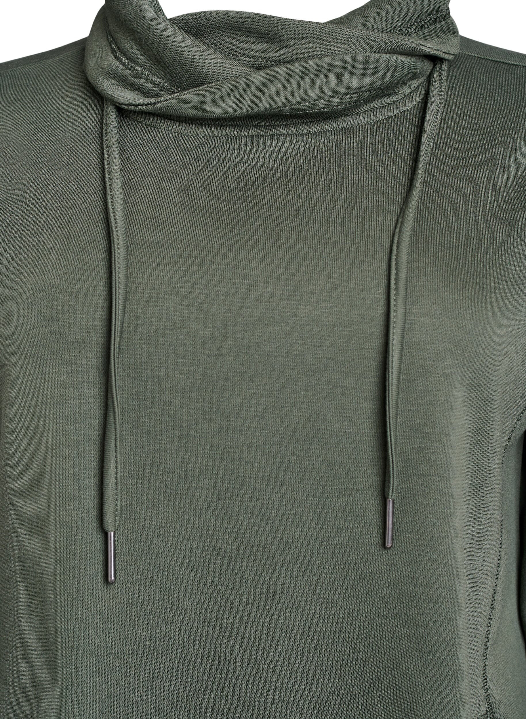 ZizziFLASH - Kort sweatshirt jurk met hoge kraag en zakken, Groen, Packshot image number 2