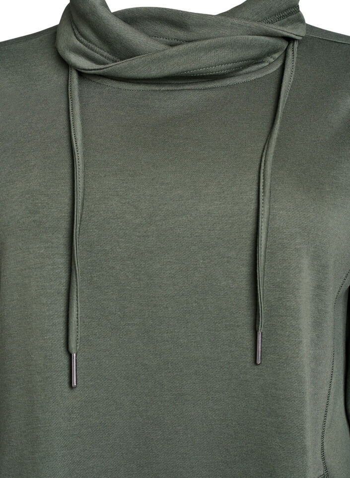 FLASH - Kort sweatshirt jurk met hoge kraag en zakken, Groen, Packshot image number 2