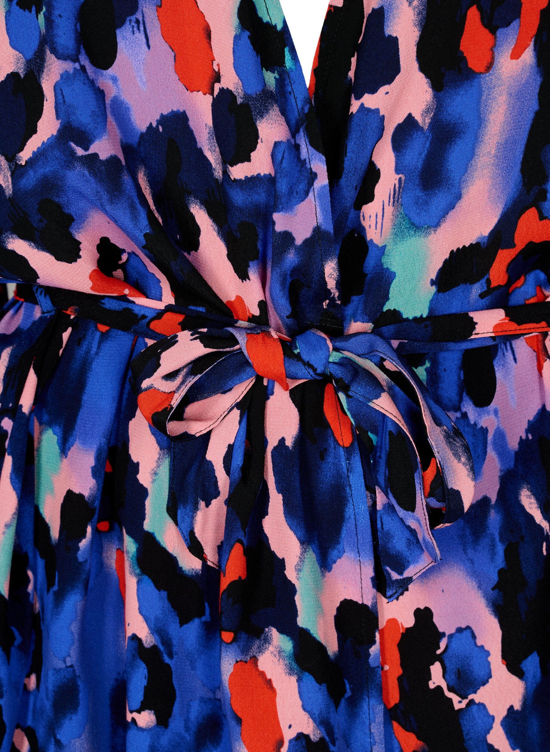 Zizzi	 Kimono in viscose met print, Colorful Animal, Packshot image number 2