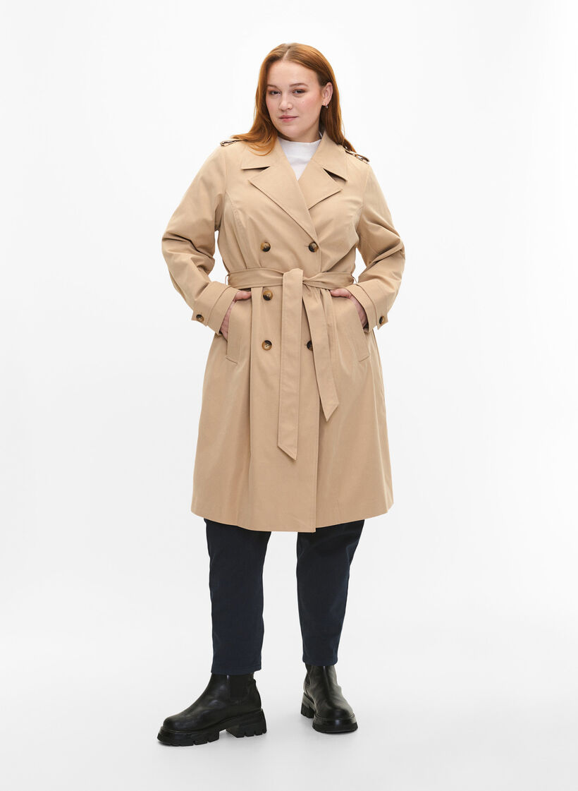Trenchcoat met zakken en riem, Nomad, Model image number 3