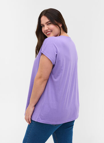T-shirt met mix van katoen, Paisley Purple, Model image number 1