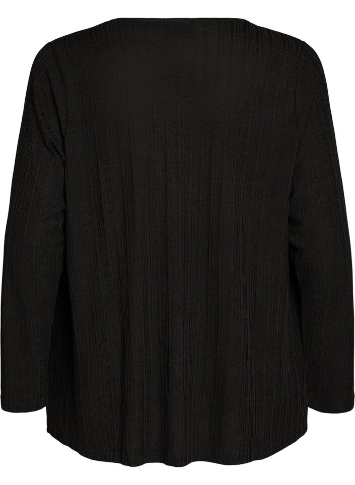 Cardigan ouvert en jersey textur&eacute;, Noir, Packshot image number 1