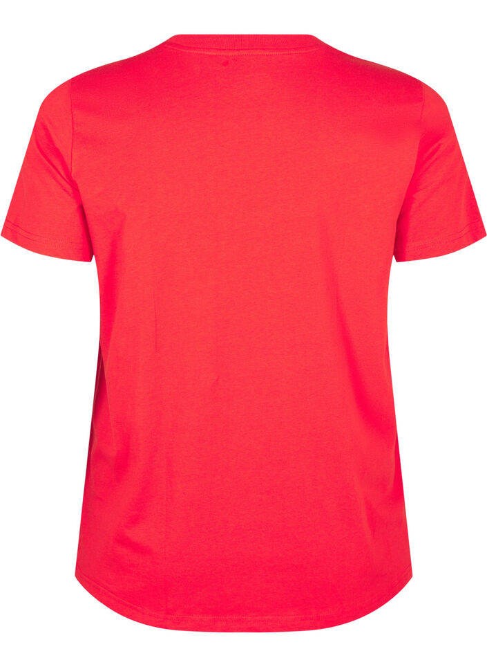 T-shirt basique en coton à col rond, Rouge, Packshot image number 1