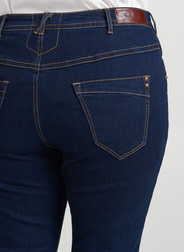 Slim fit Vilma jeans met hoge taille, Dk blue rinse, Model image number 1