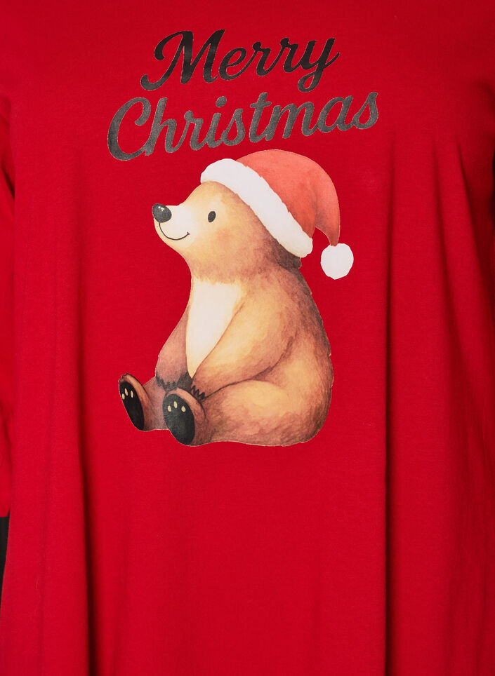 Nachthemd in biologisch katoen met kerstmotief, Rood, Packshot image number 2