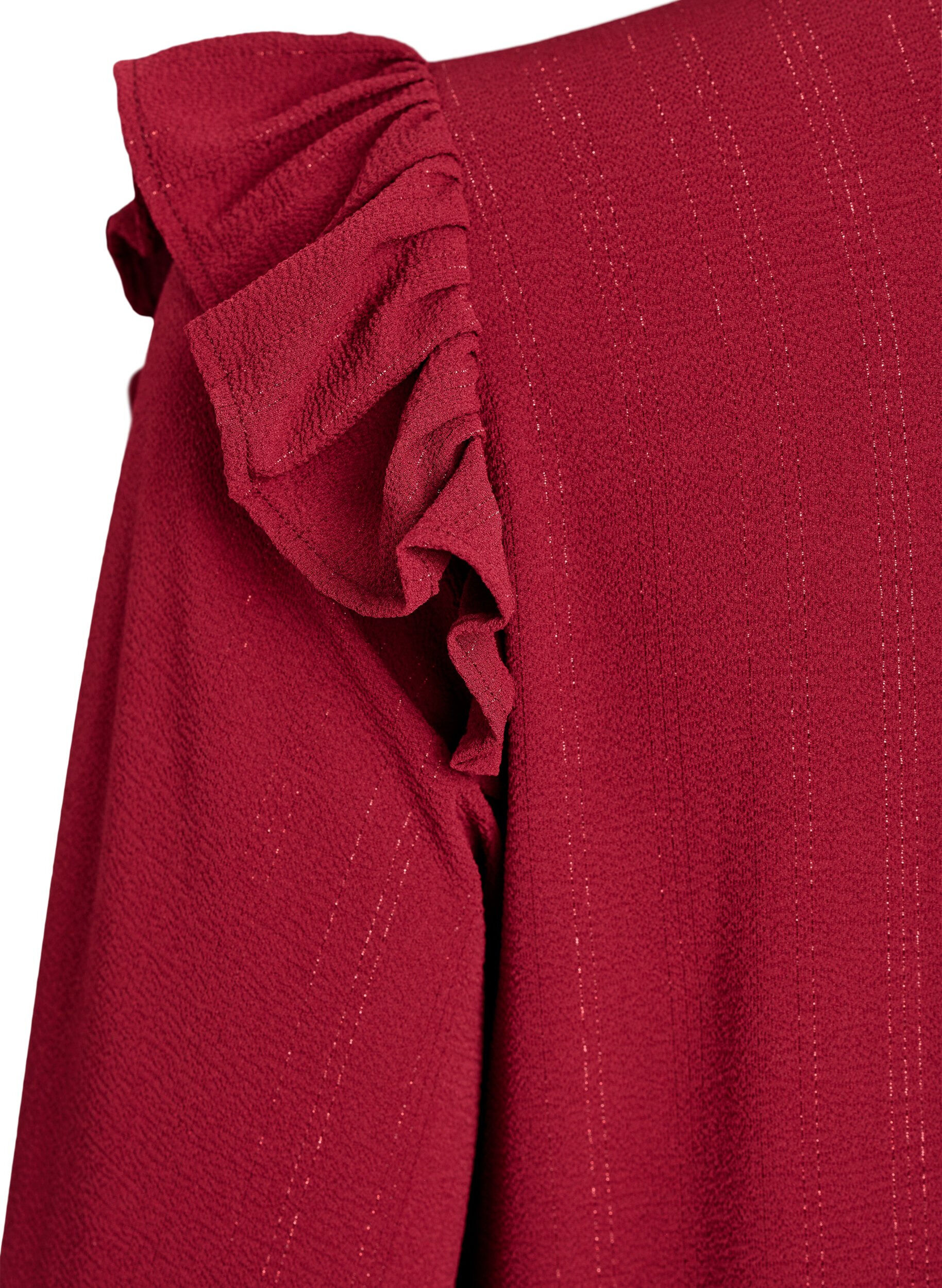 ZizziKort jurkje met ruches en glitter, Donker Bordeaux, Packshot image number 3