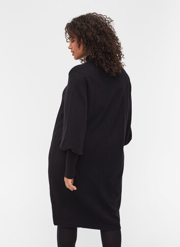 Robe en tricot à col rond et manches longues, Black, Model image number 1