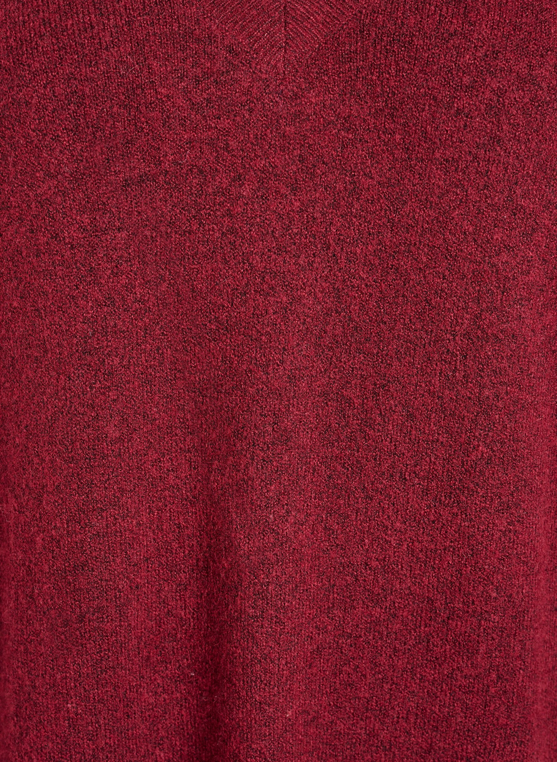 ZizziGebreide jurk met lange mouwen en V-hals, Rood, Packshot image number 2