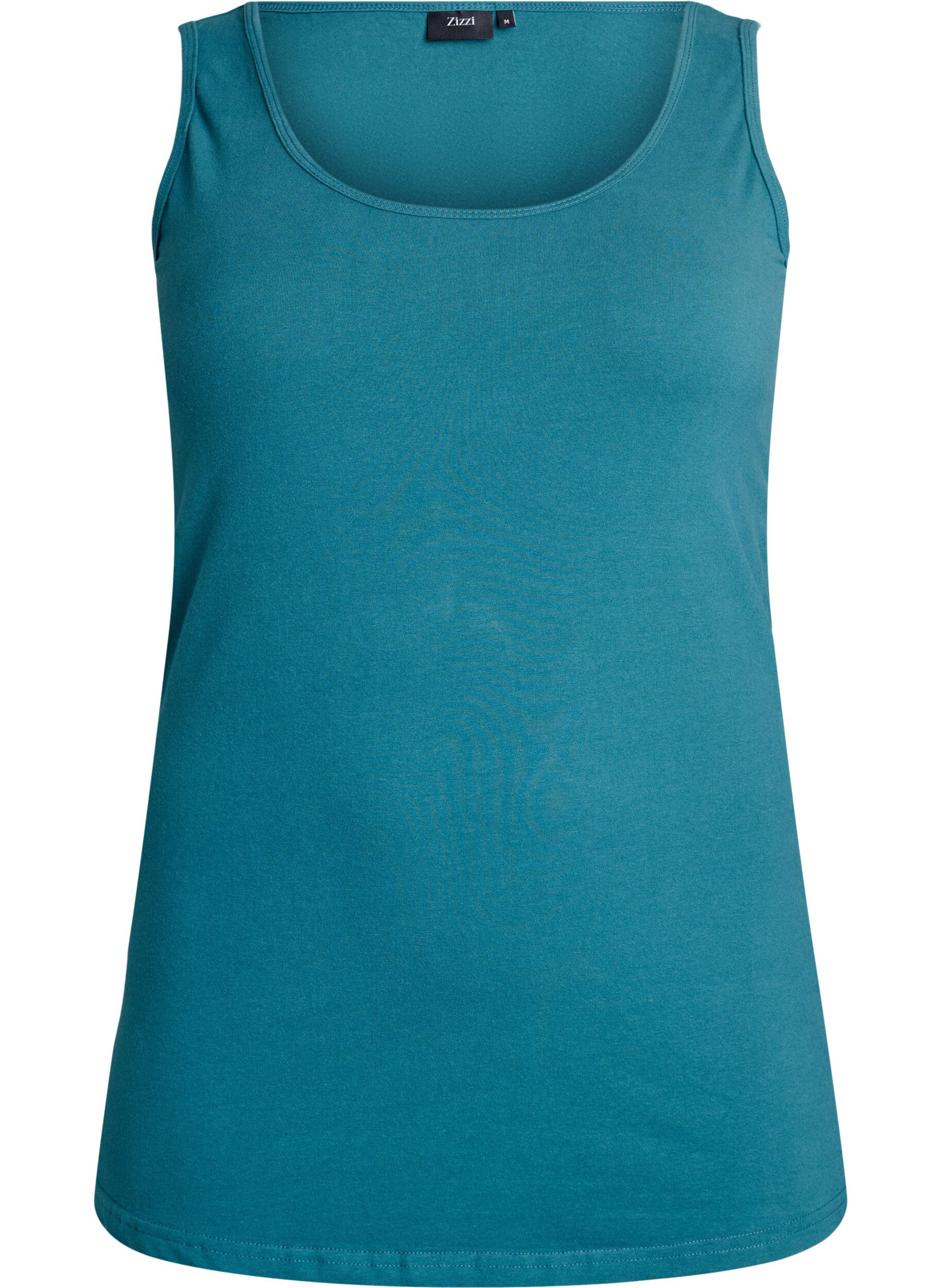 Zizzi Top basique de couleur unie en coton, Vert fonc&eacute;, Packshot image number 0