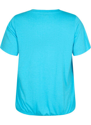 T-shirt mélangé avec bord élastiqué, Blue Atoll Mél, Packshot image number 1