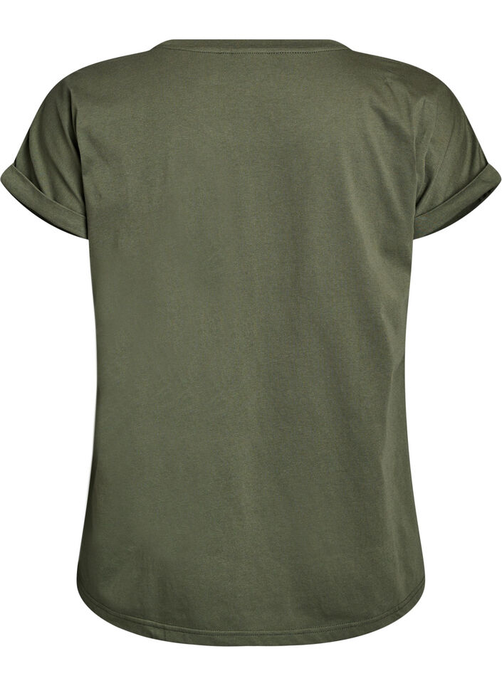 T-shirt met korte mouwen van katoenmix, Groen, Packshot image number 1