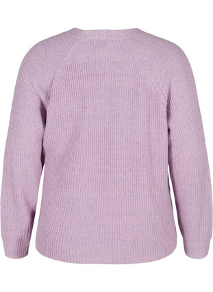 Cardigan en tricot en cache-cœur, Purple Rose Mel, Packshot image number 1