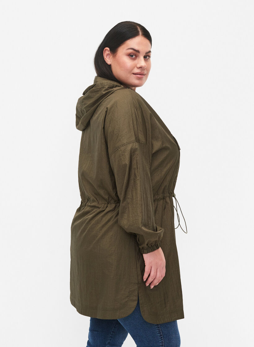 Anorak long avec capuche et poche, Grape Leaf, Model image number 1