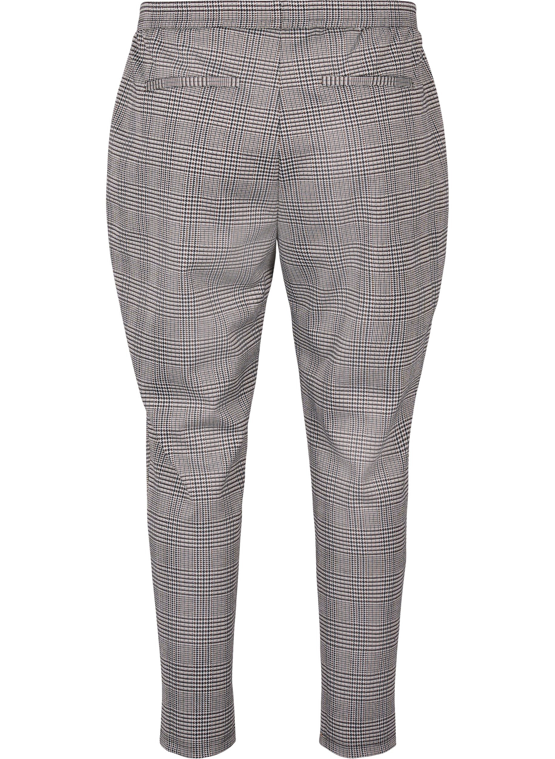 Zizzi Pantalon court Maddison &agrave; carreaux, Beige Brown Check, Packshot image number 1