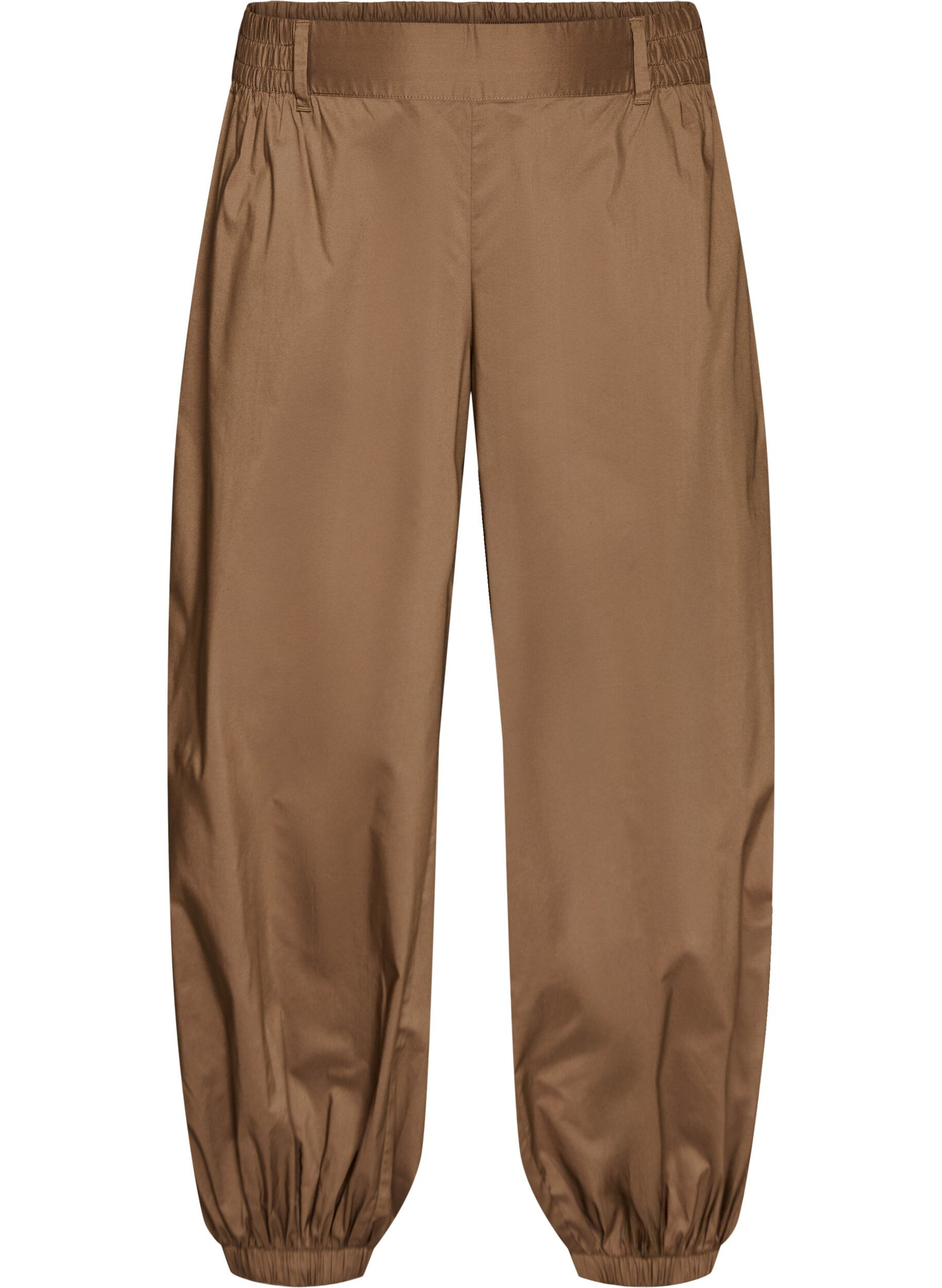 ZizziPantalon ballon taille haute avec ceinture &eacute;lastique, Marron, Packshot image number 0