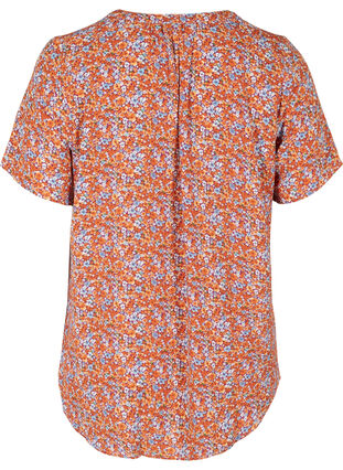 Top met korte mouwen en print, Orange Flower AOP, Packshot image number 1