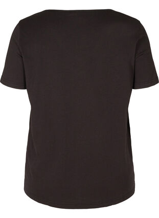 T-shirt à manches courtes avec col en V et résille, Black, Packshot image number 1