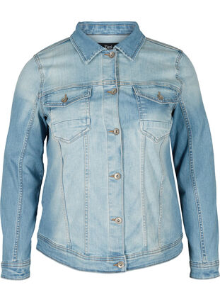 Veste en jean légère avec poches au niveau de la poitrine, Light blue denim, Packshot image number 0
