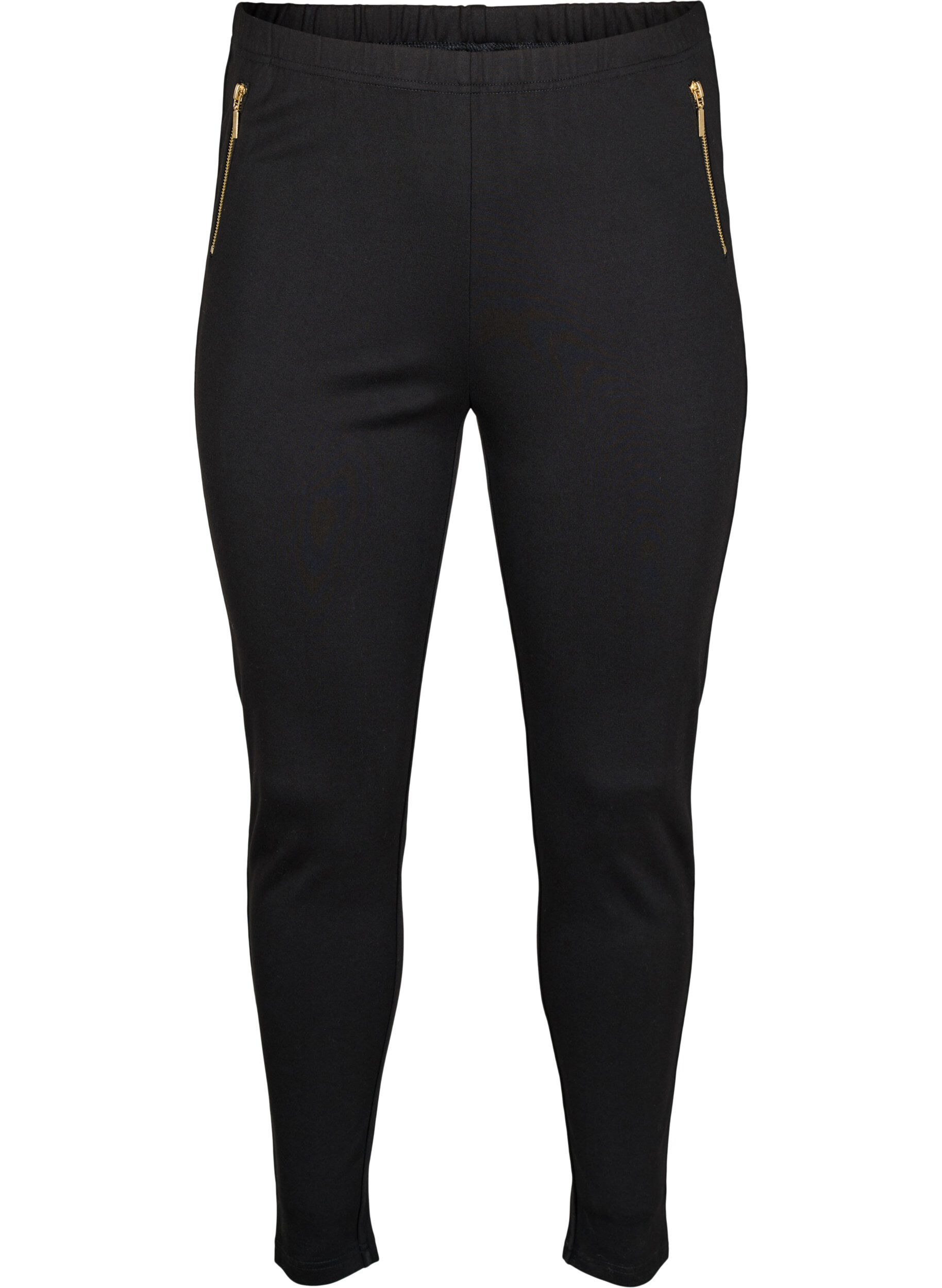 ZizziViscose legging met ritssluiting detail, Zwart, Packshot image number 0