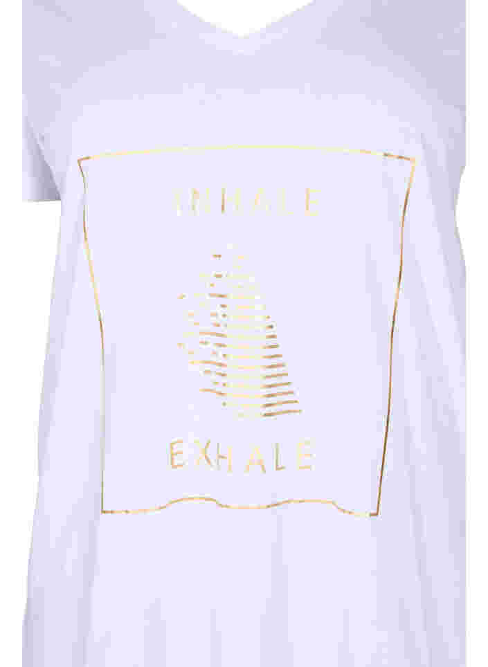Haut d'entraînement en coton avec imprimé, White w. inhale logo, Packshot image number 2