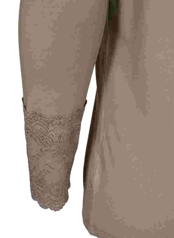 Viscose blouse met lange mouwen en kantdetails, Laurel Oak, Packshot image number 3