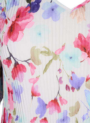 Gebloemde blouse met plooien, White/MultiFlowerAOP, Packshot image number 2