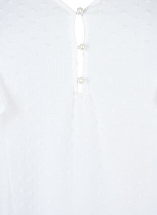 Blouse met gestippelde textuur en korte mouwen, Bright White, Packshot image number 2