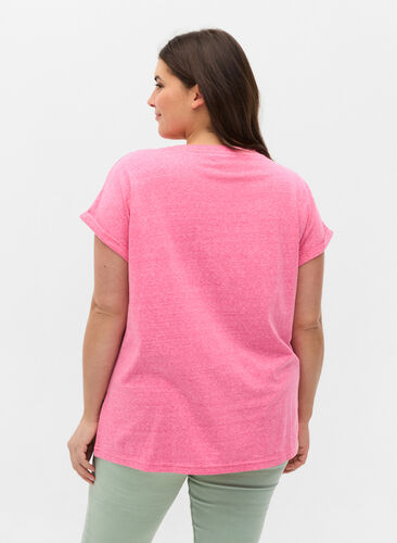 T-shirt chiné en coton, Fandango Pink Mél, Model image number 1