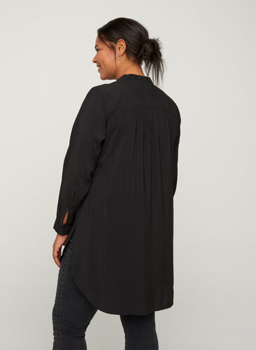 Lange blouse in viscose, Black, Model image number 1