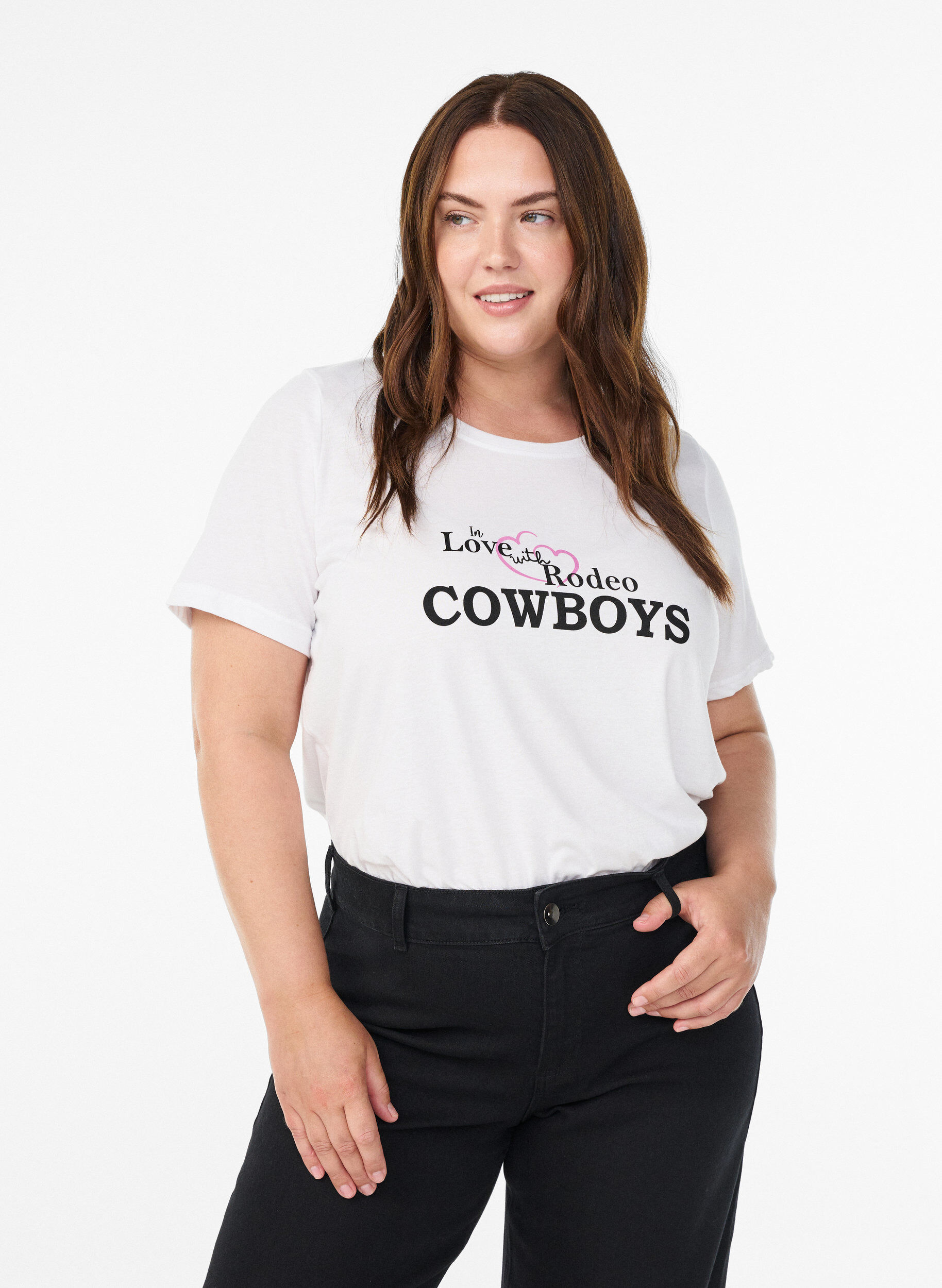 T-shirt met print, Wit, Model