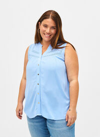 Mouwloze viscose blouse met gehaakt detail, Serenity, Model