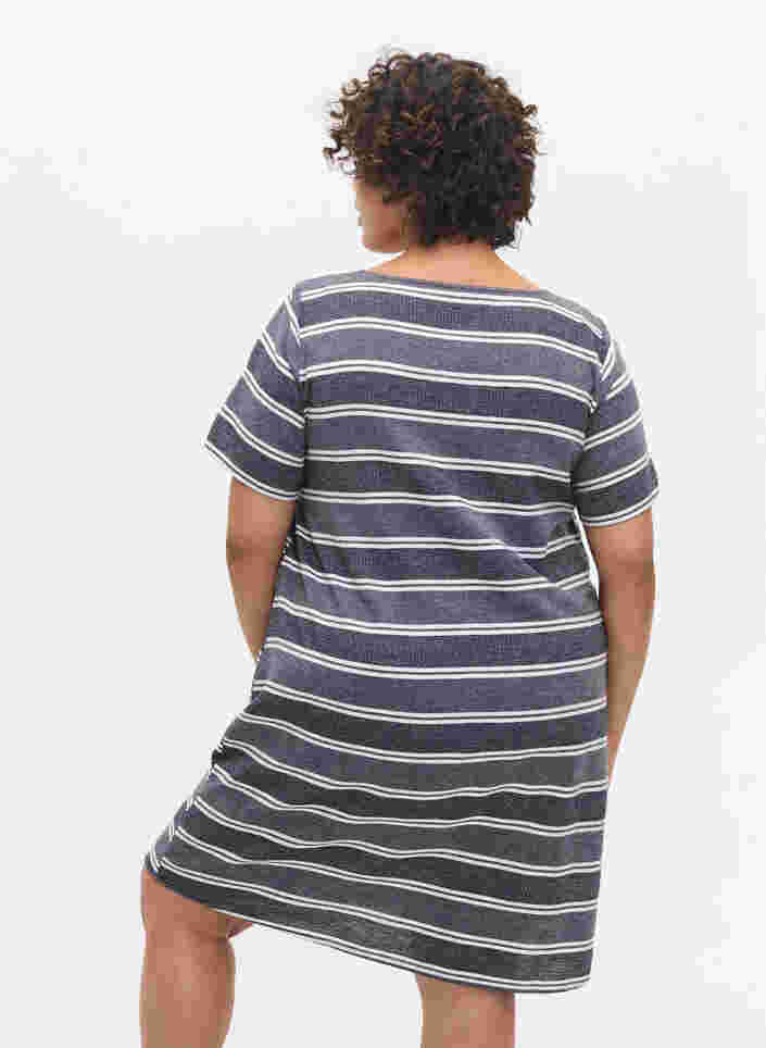 Gestreepte jurk met korte mouwen, Blue Stripe, Model image number 1