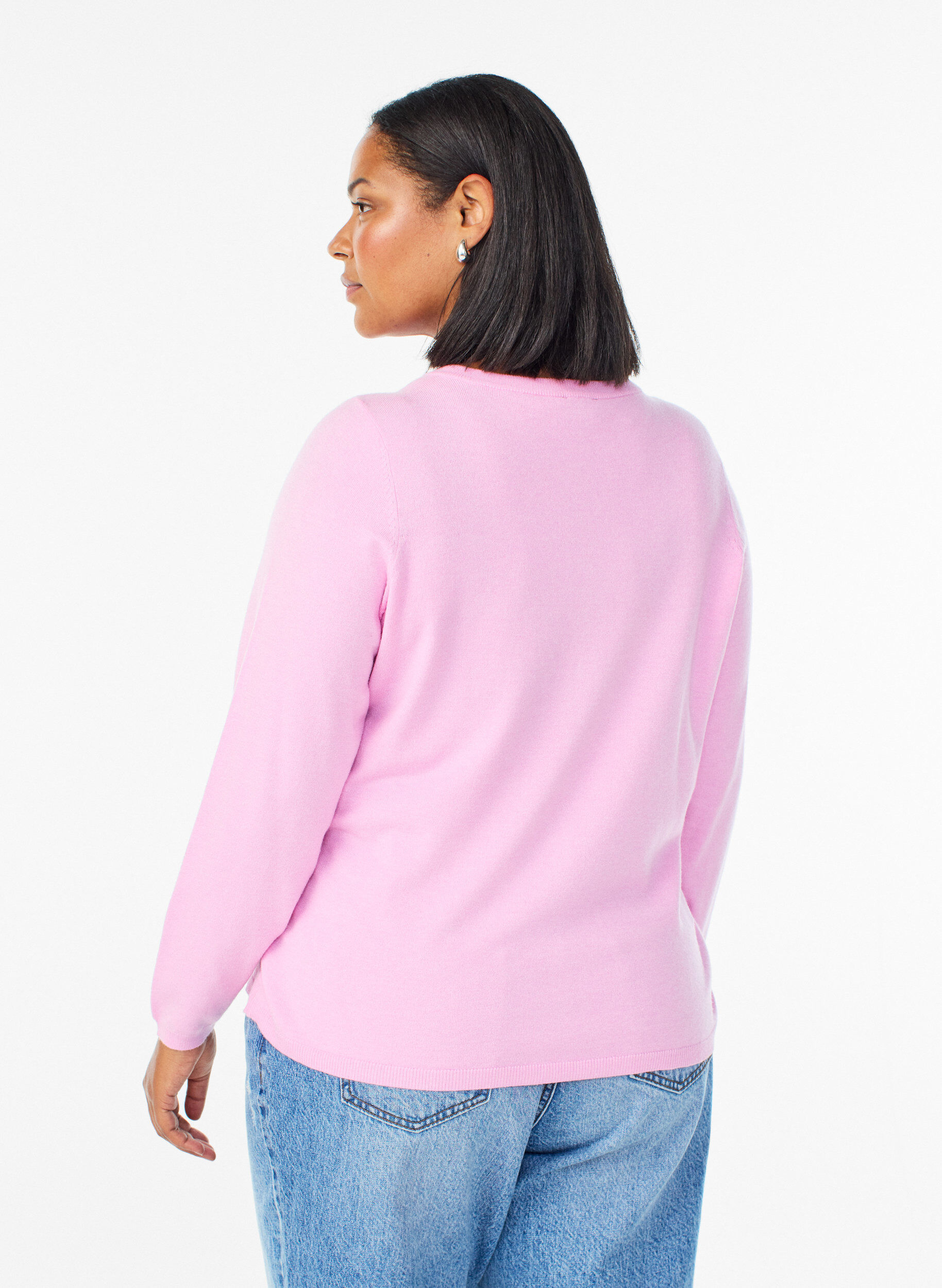 ZizziCardigan met ronde knopen, Roze, Model image number 2